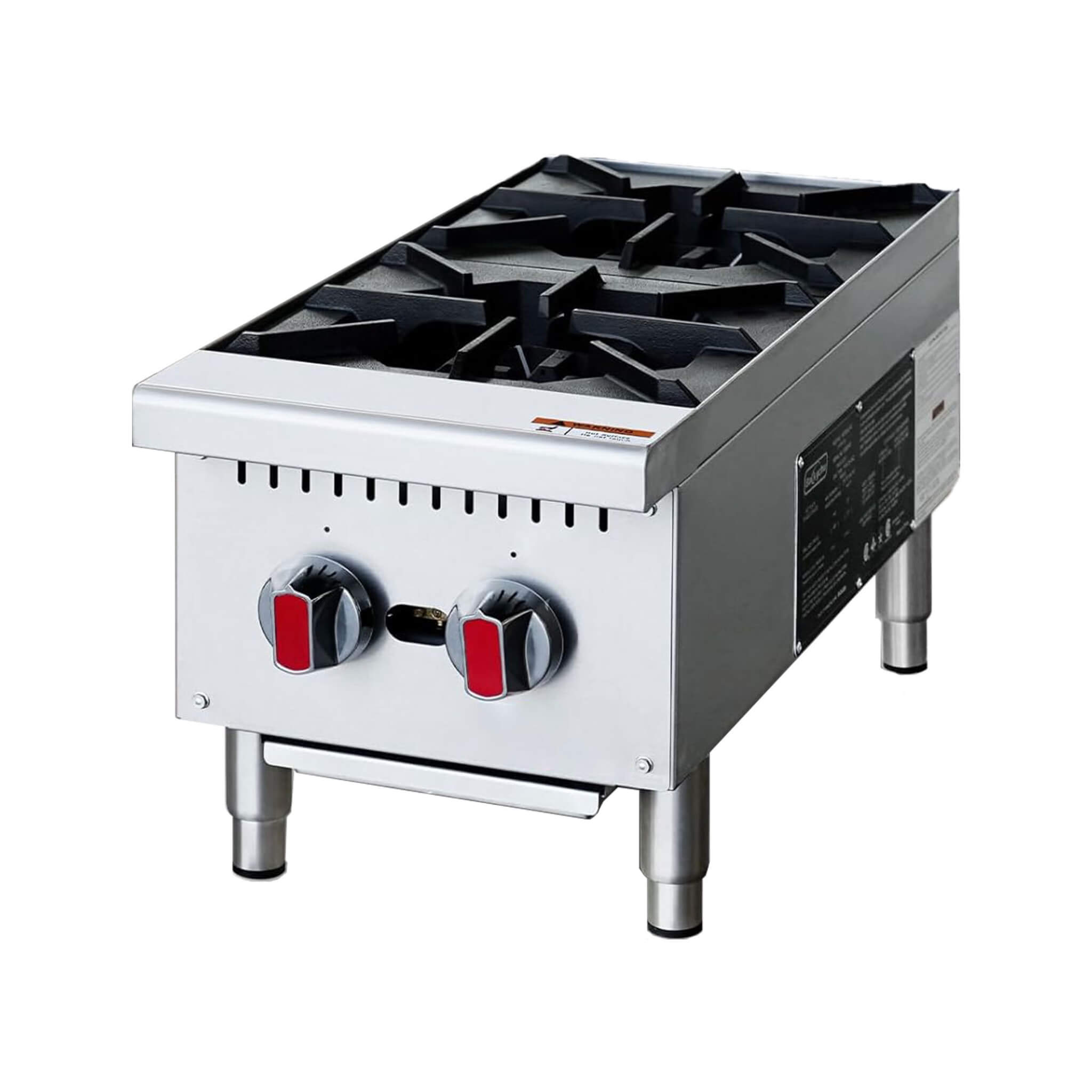 Heavy-Duty Stainless Steel Commercial 2-Burner 50K BTU Countertop Gas Stove Range (SAK29475) – SAKSBY WHOLESALE, view 3