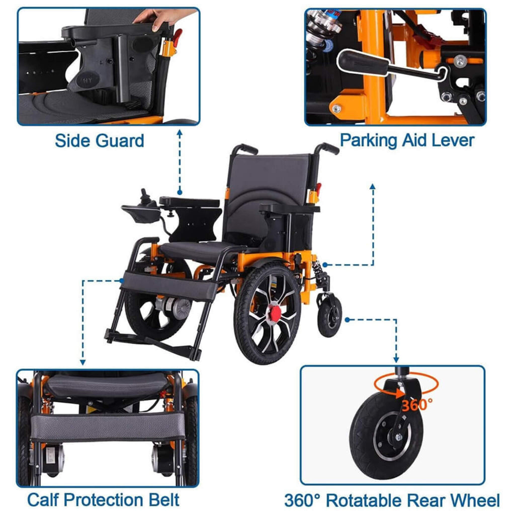 Motivo Heavy-Duty Ultralight All-Terrain Electric Airplane-Approved Foldable Wheelchair, 300LBS (SAK63147) – SAKSBY WHOLESALE