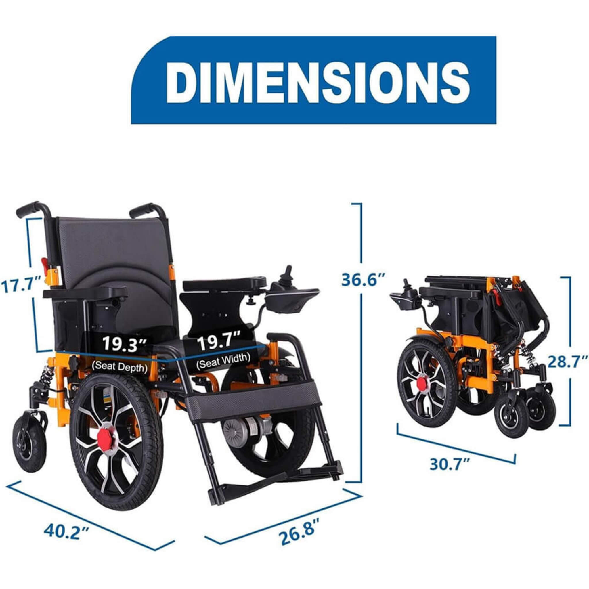 Motivo Heavy-Duty Ultralight All-Terrain Electric Airplane-Approved Foldable Wheelchair, 300LBS (SAK63147) – SAKSBY WHOLESALE