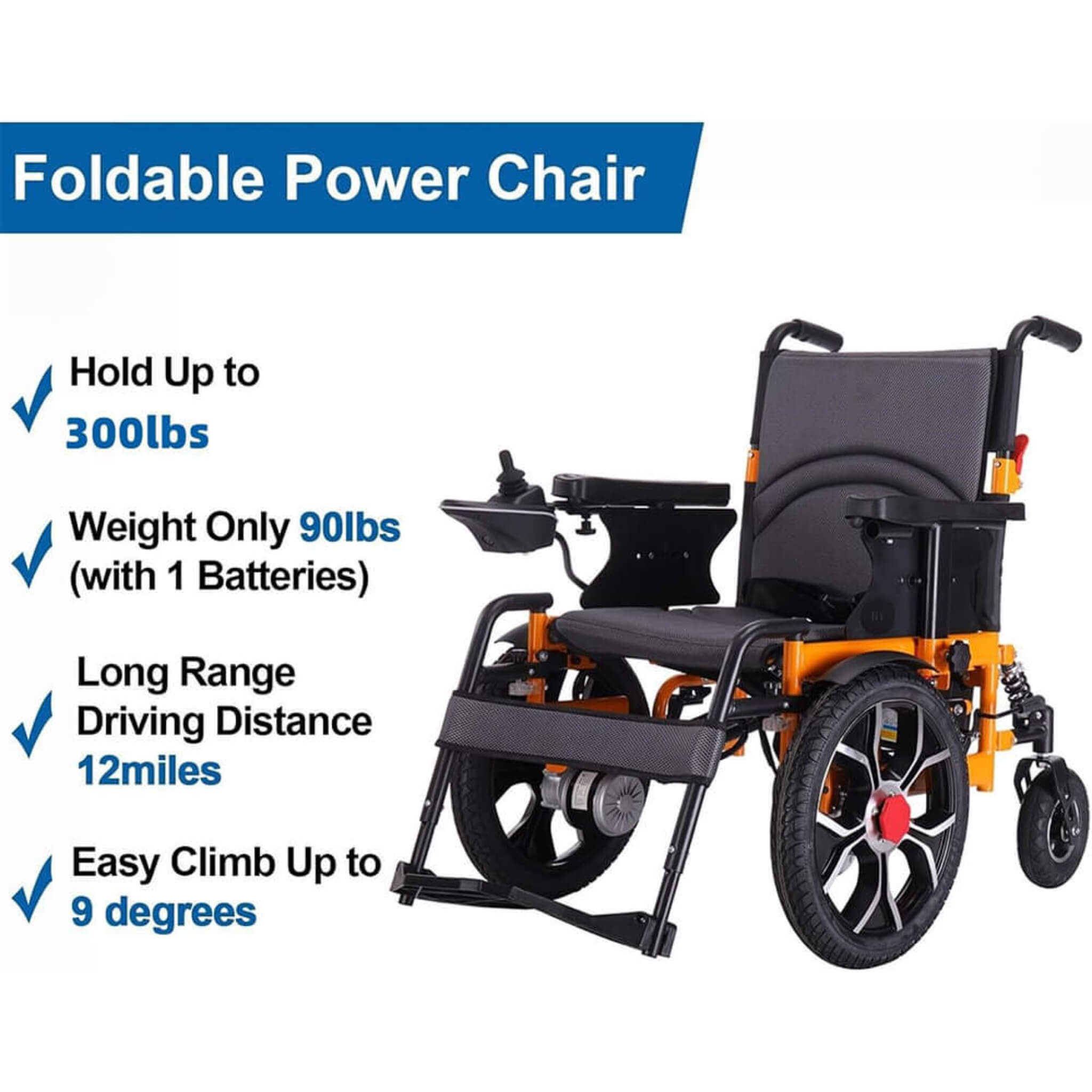 Motivo Heavy-Duty Ultralight All-Terrain Electric Airplane-Approved Foldable Wheelchair, 300LBS (SAK63147) – SAKSBY WHOLESALE
