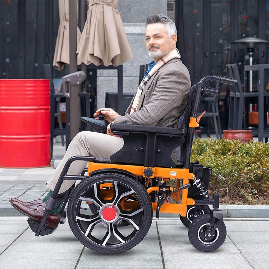 Motivo Heavy-Duty Ultralight All-Terrain Electric Airplane-Approved Foldable Wheelchair, 300LBS (SAK63147) – SAKSBY WHOLESALE