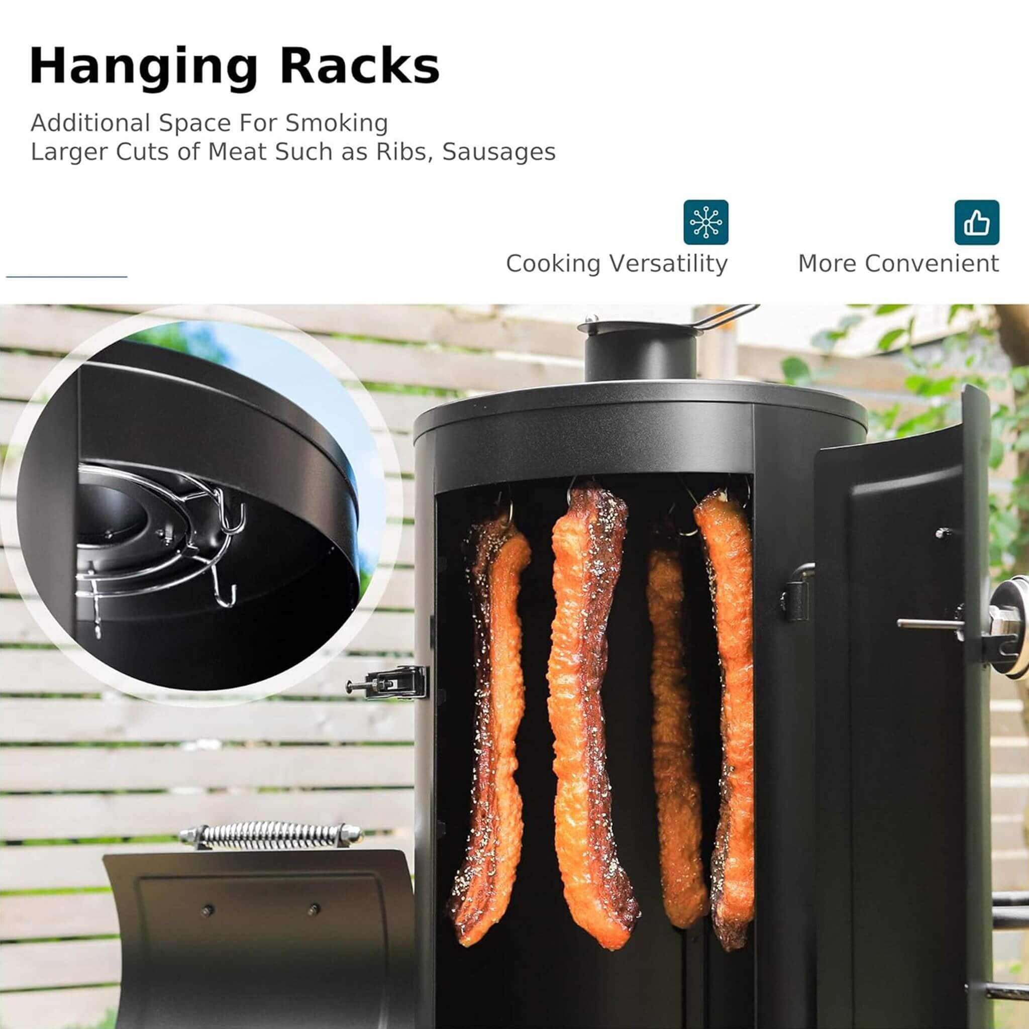 Heavy-Duty Vertical Extra-Large Charcoal Offset BBQ Smoker Grill Combo (SAK80247) – SAKSBY WHOLESALE, view 6