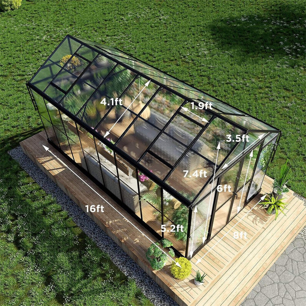 [08X16FT] Heavy-Duty Outdoor Walk-In Polycarbonate Patio Greenhouse With Double Swing Doors, 6MM (SAK26153) – SAKSBY WHOLESAL