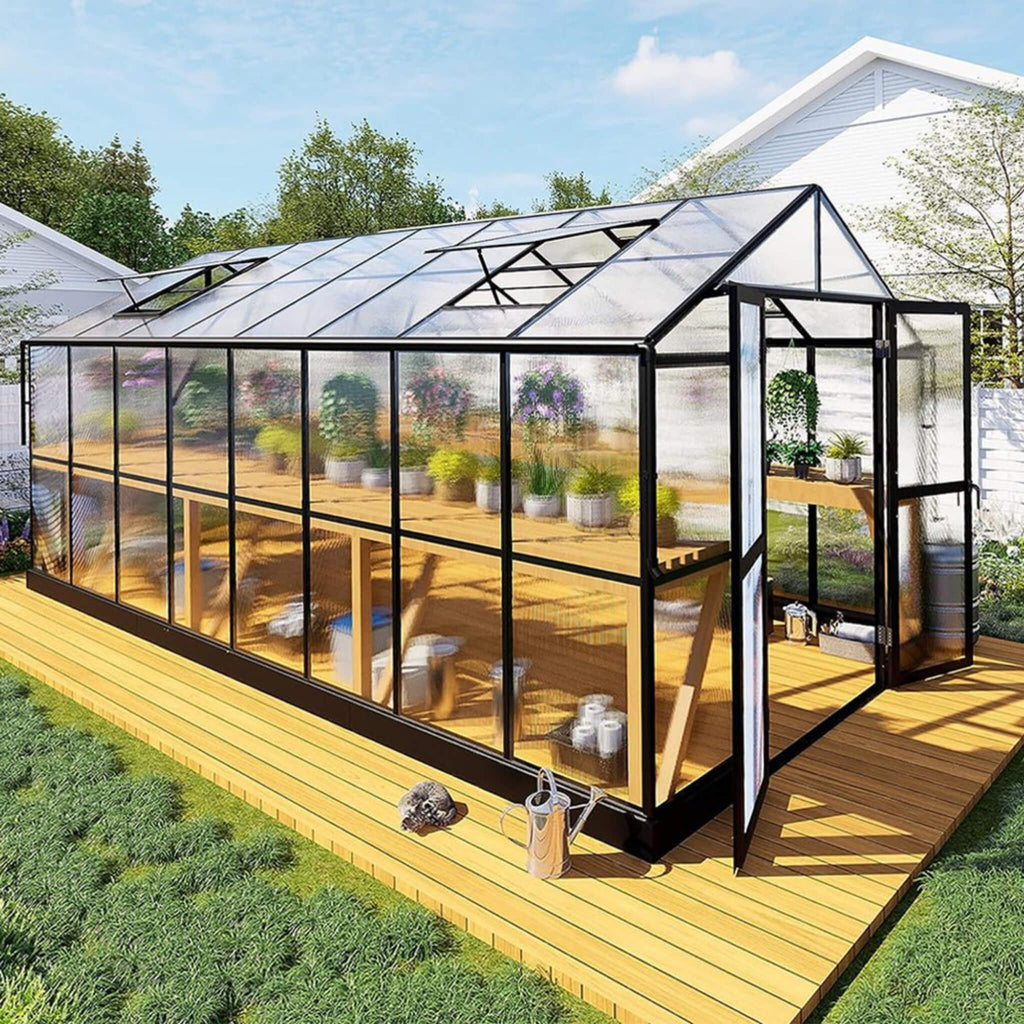 [08X16FT] Heavy-Duty Outdoor Walk-In Polycarbonate Patio Greenhouse With Double Swing Doors, 6MM (SAK26153) – SAKSBY WHOLESAL