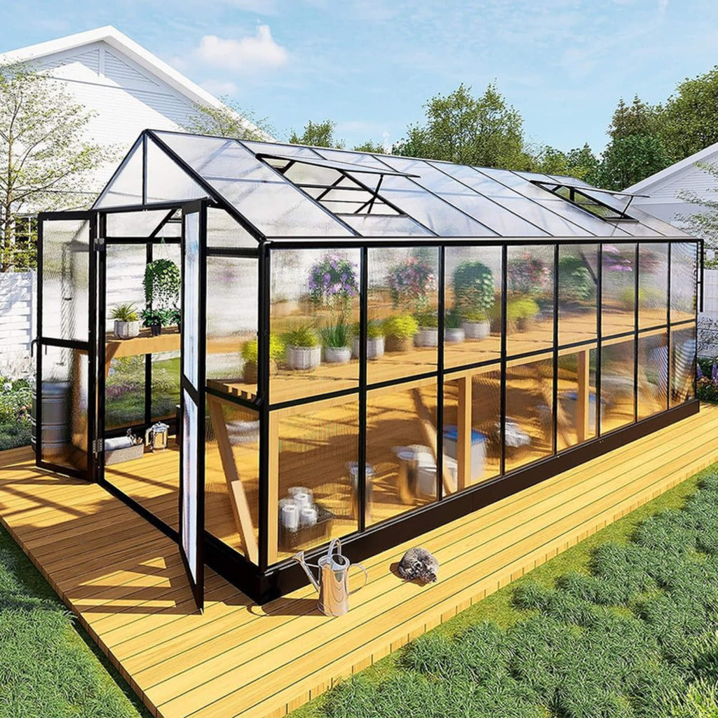 [08X16FT] Heavy-Duty Outdoor Walk-In Polycarbonate Patio Greenhouse With Double Swing Doors, 6MM (SAK26153) – SAKSBY WHOLESAL