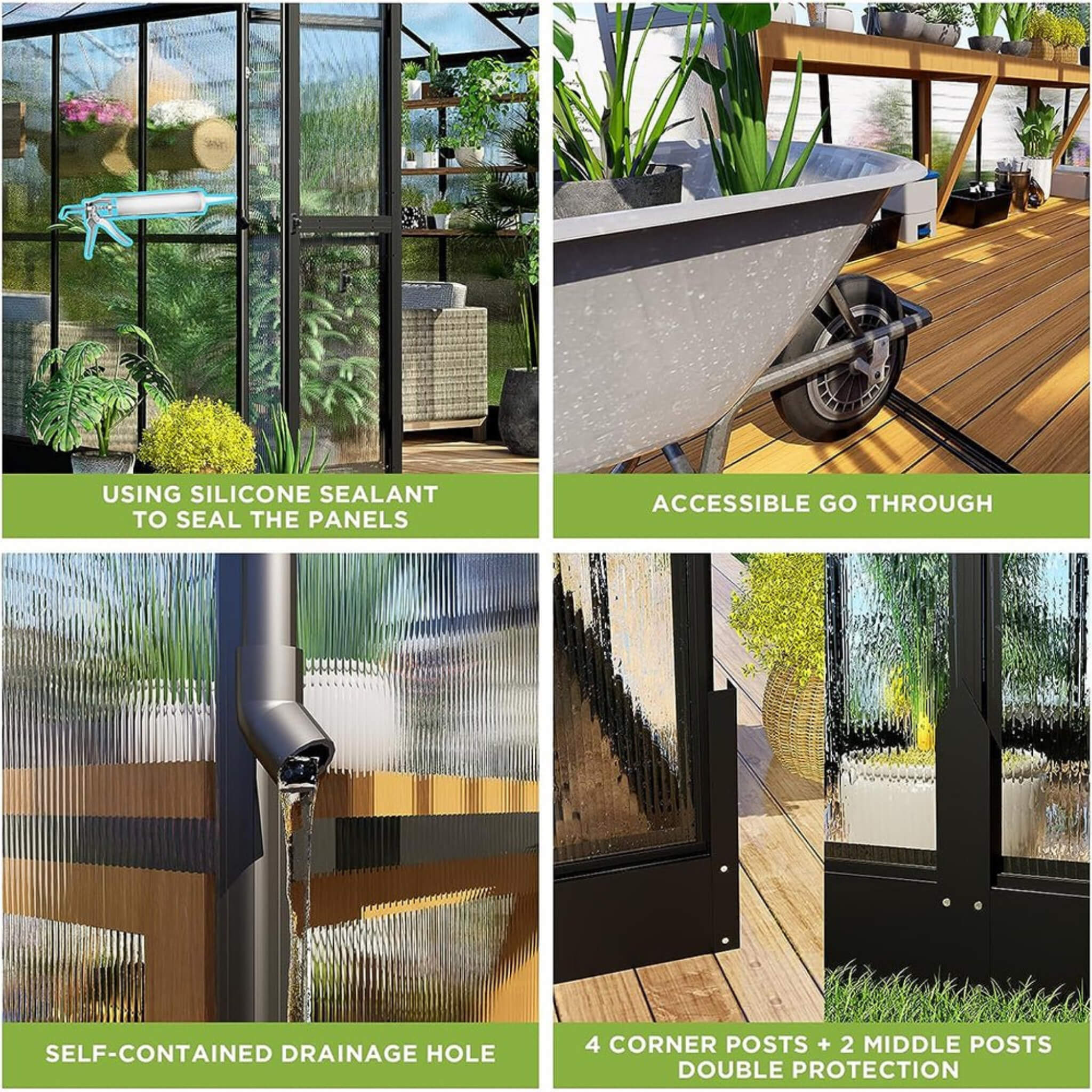 [08X16FT] Heavy-Duty Outdoor Walk-In Polycarbonate Patio Greenhouse With Double Swing Doors, 6MM (SAK26153) – SAKSBY WHOLESAL