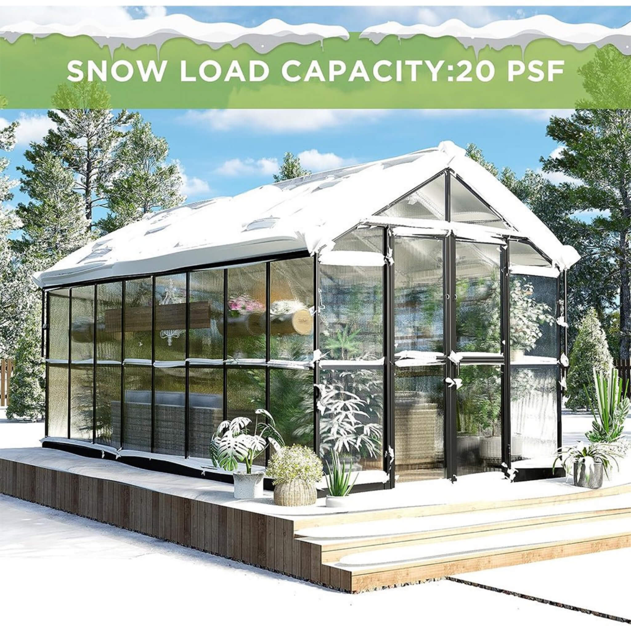 [08X16FT] Heavy-Duty Outdoor Walk-In Polycarbonate Patio Greenhouse With Double Swing Doors, 6MM (SAK26153) – SAKSBY WHOLESAL