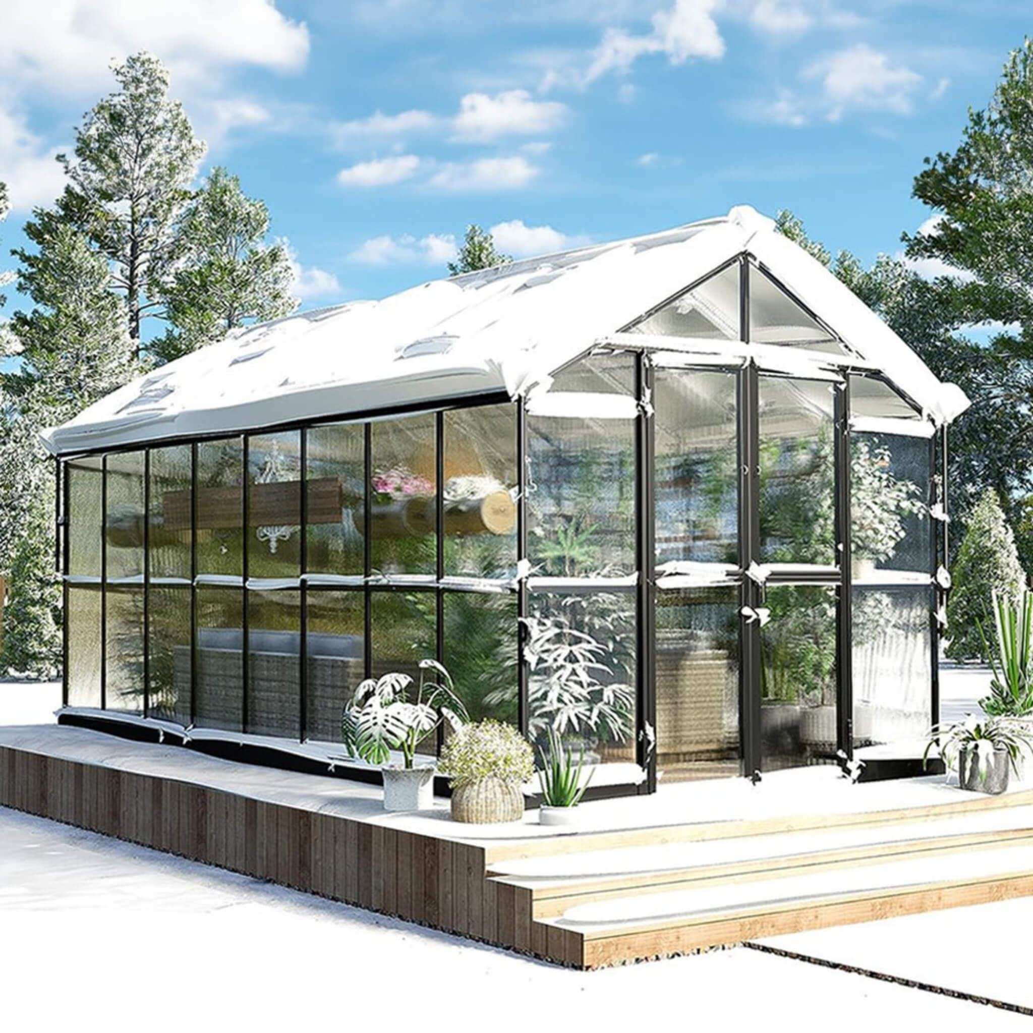 [08X16FT] Heavy-Duty Outdoor Walk-In Polycarbonate Patio Greenhouse With Double Swing Doors, 6MM (SAK26153) – SAKSBY WHOLESAL