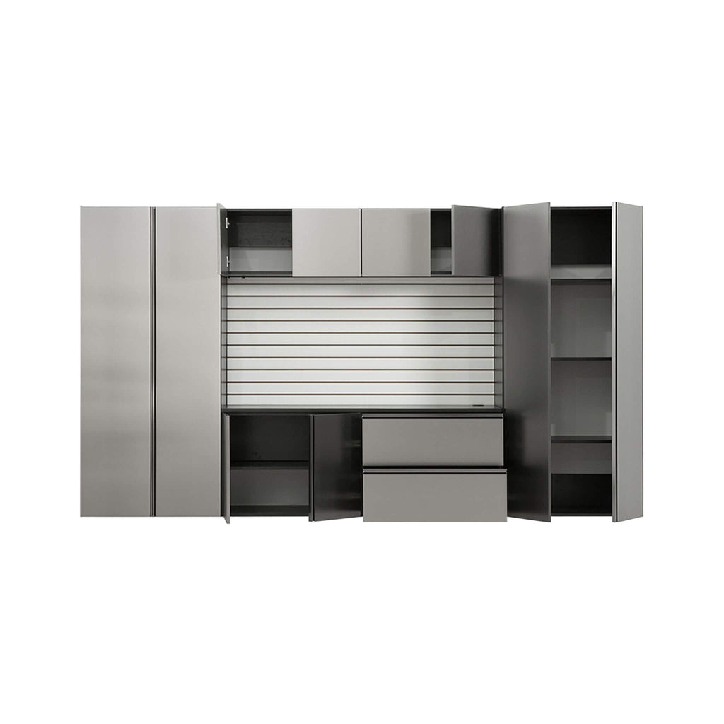 Alora Heavy-Duty Wall-Mounted Metallic Gray Garage Cabinet Set With Soft Closing Doors And Drawers (SAK24368) – SAKSBY WHOLES