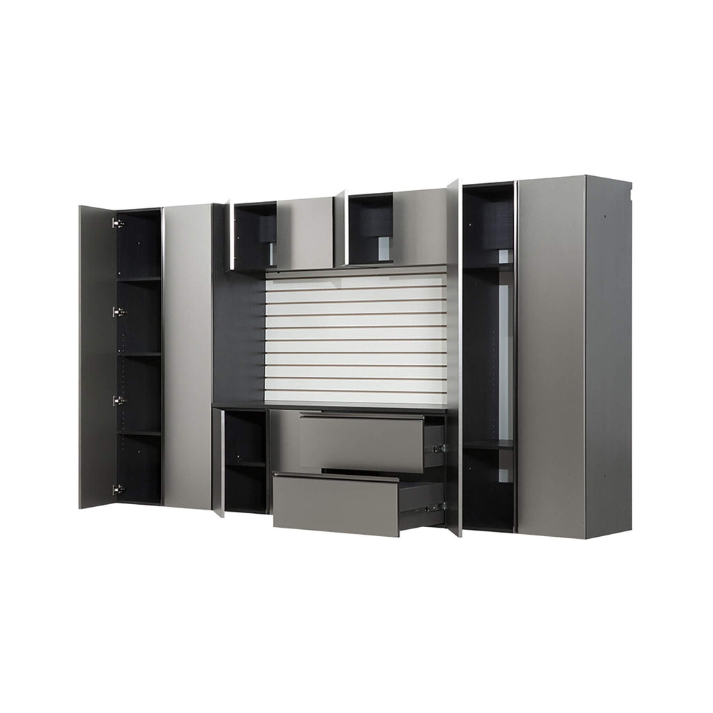 Alora Heavy-Duty Wall-Mounted Metallic Gray Garage Cabinet Set With Soft Closing Doors And Drawers (SAK24368) – SAKSBY WHOLES