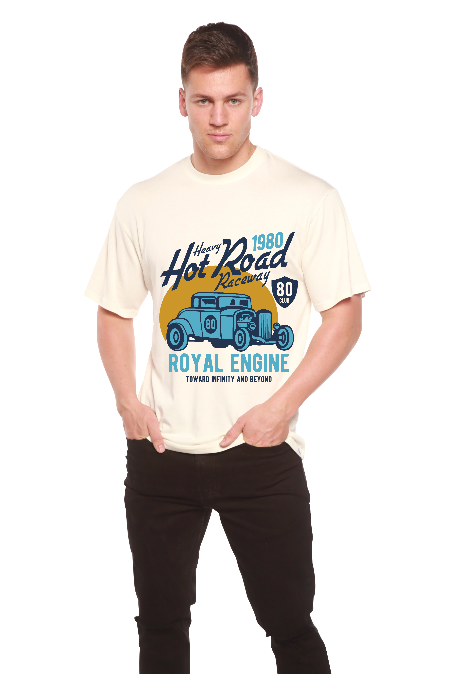 Spun Bamboo Heavy Hot Road Men's Bamboo Viscose/Organic Cotton Short Sleeve Graphic T-Shirt — side view