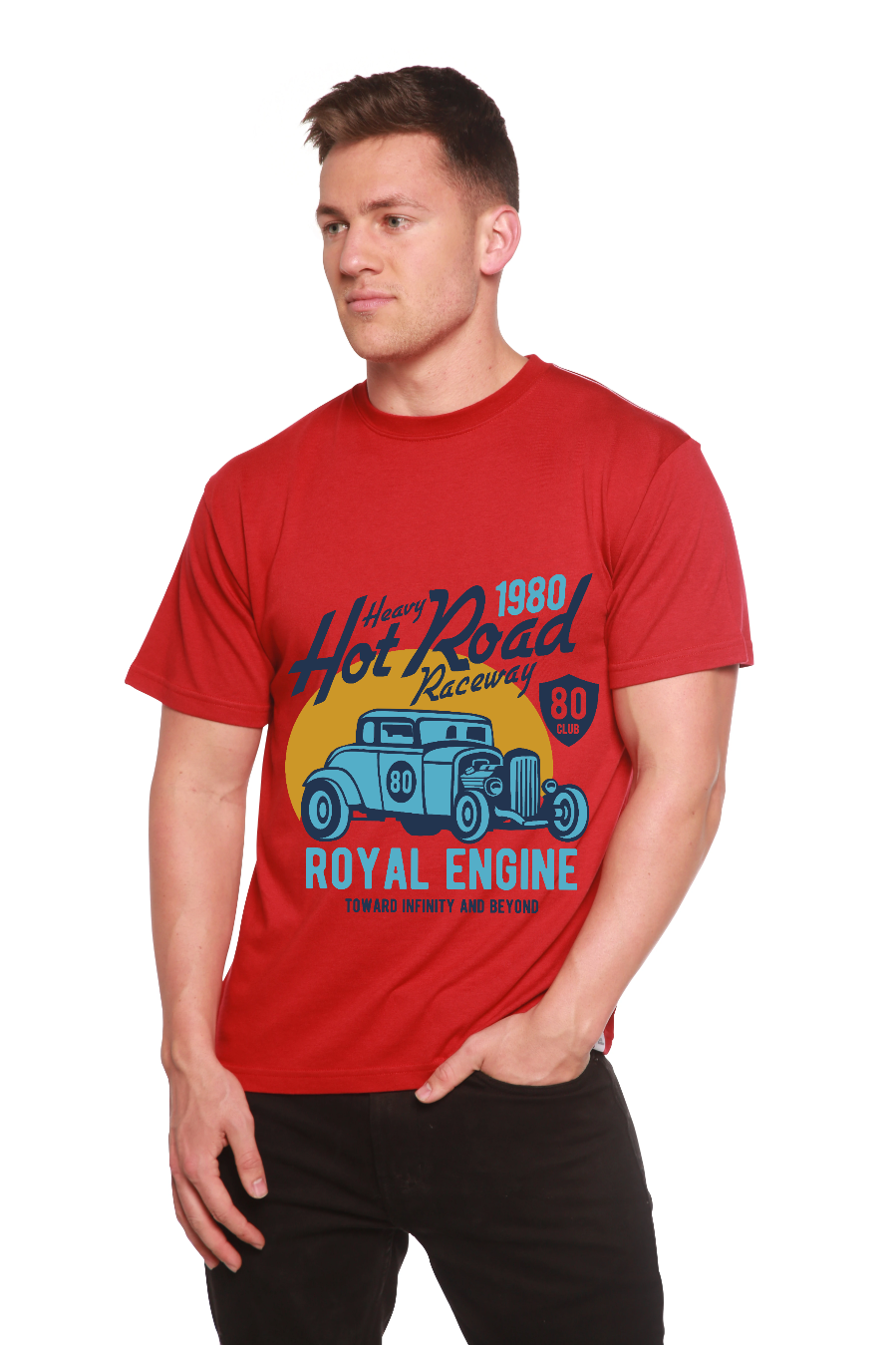 Spun Bamboo Heavy Hot Road Men's Bamboo Viscose/Organic Cotton Short Sleeve Graphic T-Shirt — feature highlight