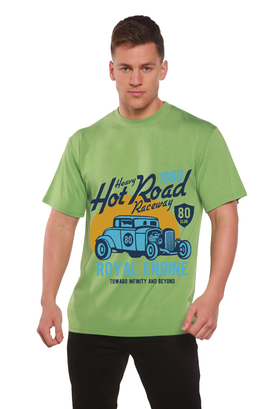 Spun Bamboo Heavy Hot Road Men's Bamboo Viscose/Organic Cotton Short Sleeve Graphic T-Shirt — back view