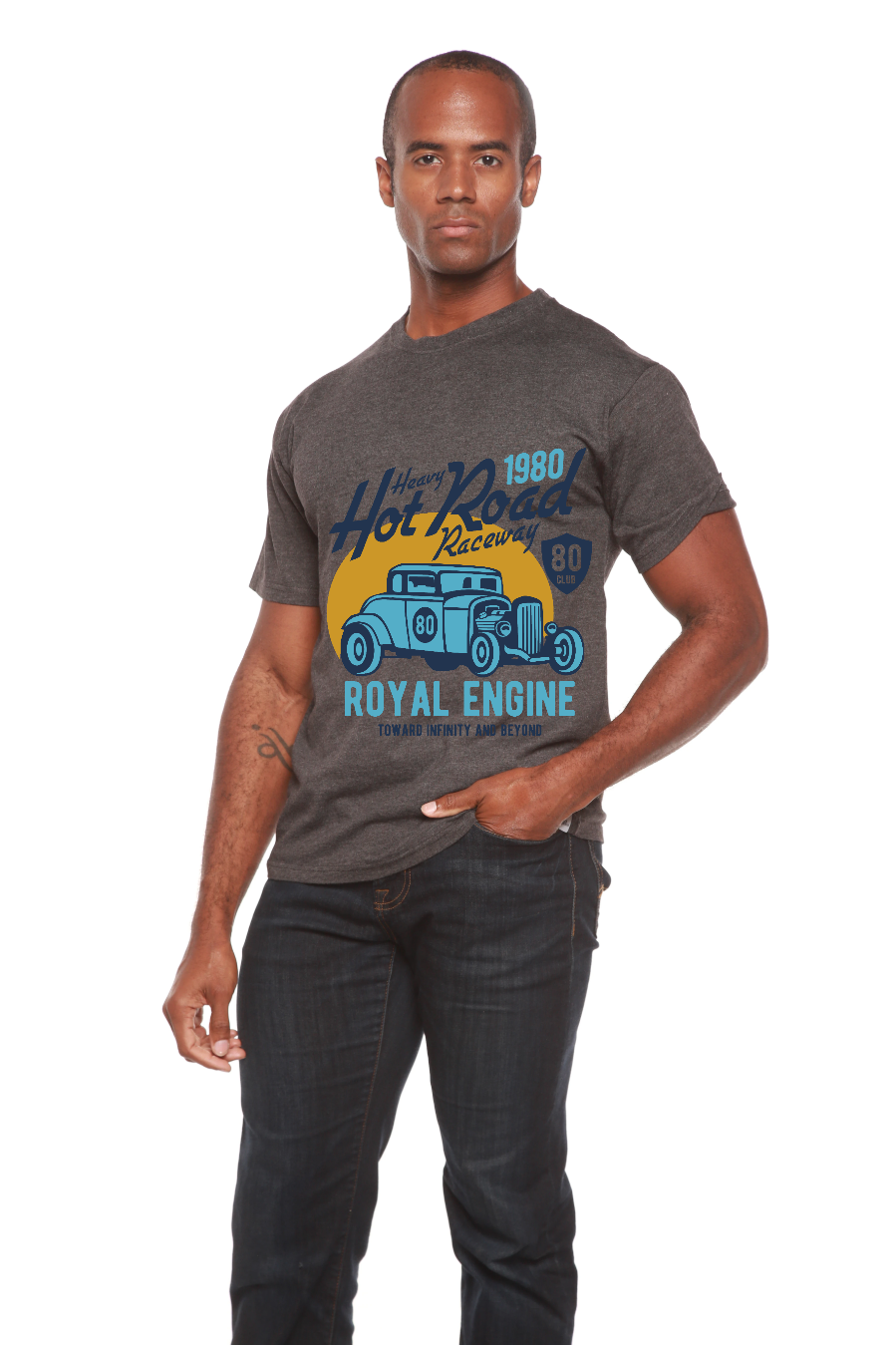 Spun Bamboo Heavy Hot Road Men's Bamboo Viscose/Organic Cotton Short Sleeve Graphic T-Shirt — alternative angle