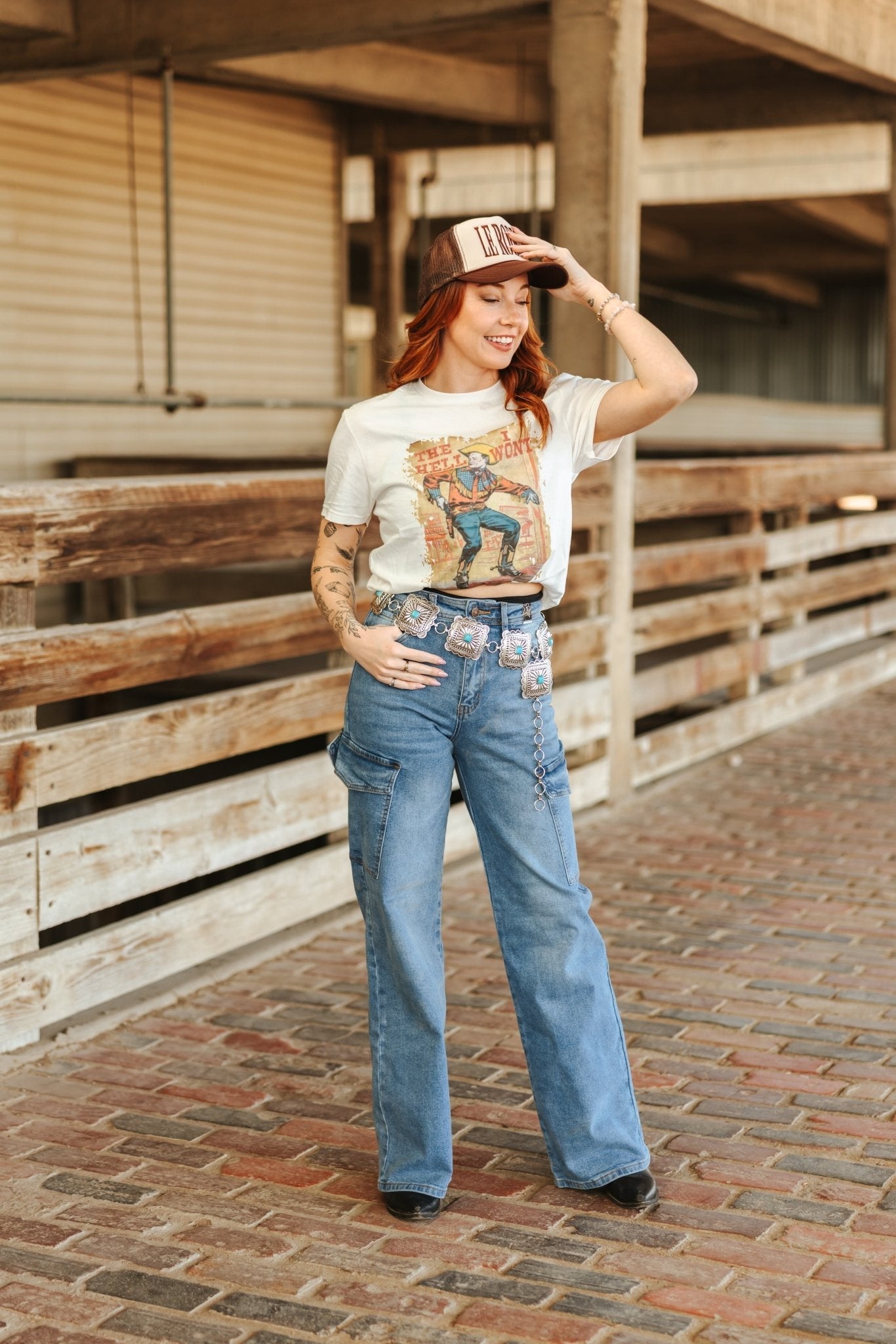 Wild Junkie Hell I Won't Vintage Cowboy Graphic Tee — main product shot