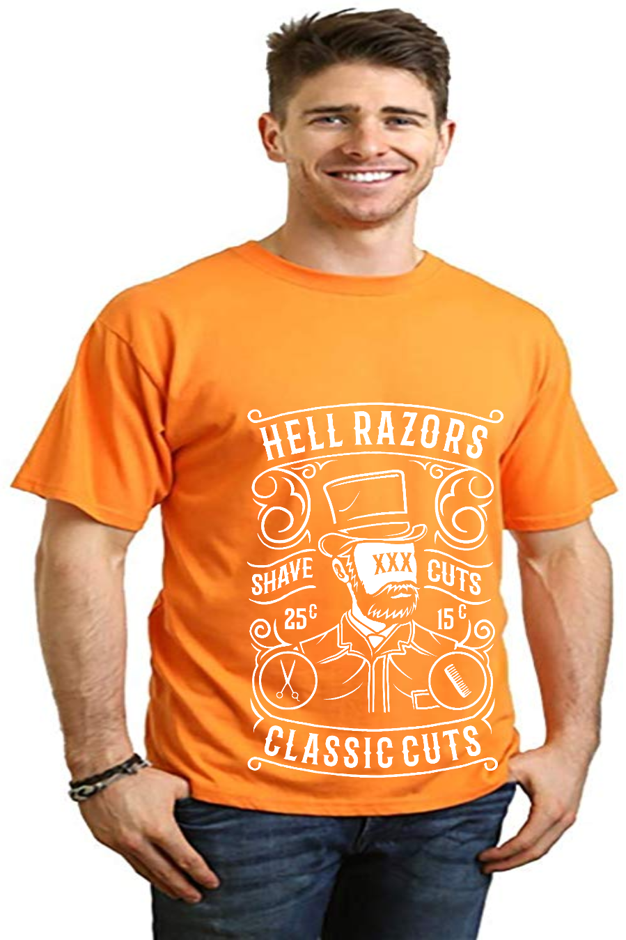 Spun Bamboo Hell Razors Men's Bamboo Viscose/Organic Cotton Short Sleeve Graphic T-Shirt — in-use photo