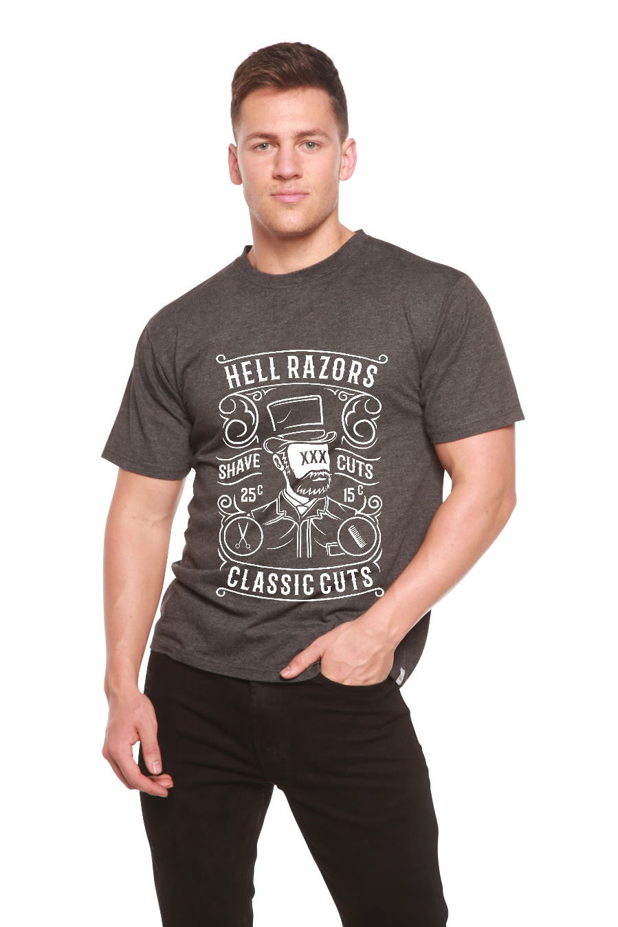 Spun Bamboo Hell Razors Men's Bamboo Viscose/Organic Cotton Short Sleeve Graphic T-Shirt — alternative angle