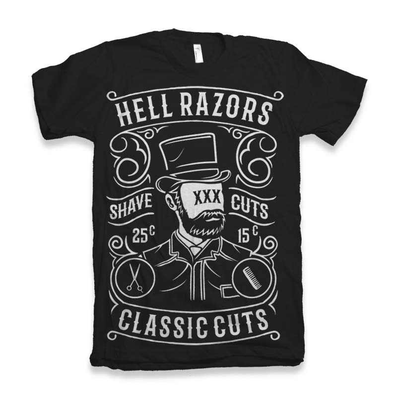Spun Bamboo Hell Razors Men's Bamboo Viscose/Organic Cotton Short Sleeve Graphic T-Shirt — detail close-up