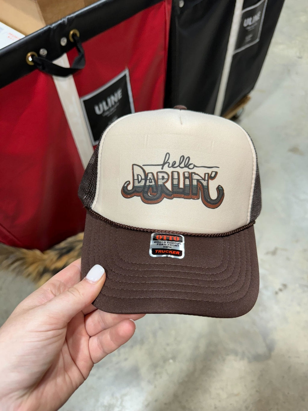 Wild Junkie Hello Darlin' Trucker Hat — detail close-up