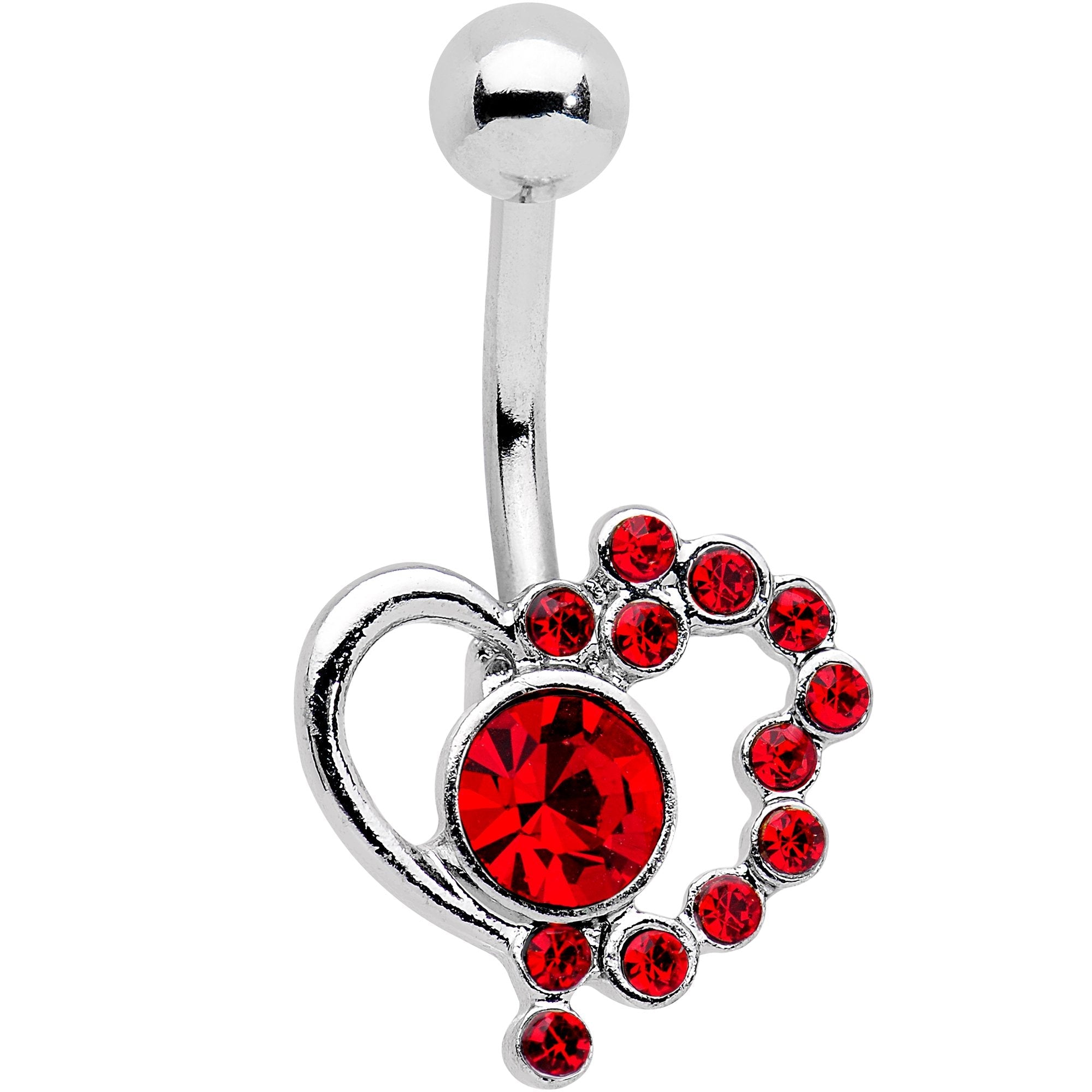 BodyCandy Red Gem Funky Valentines Day Heart Belly Ring — main product shot