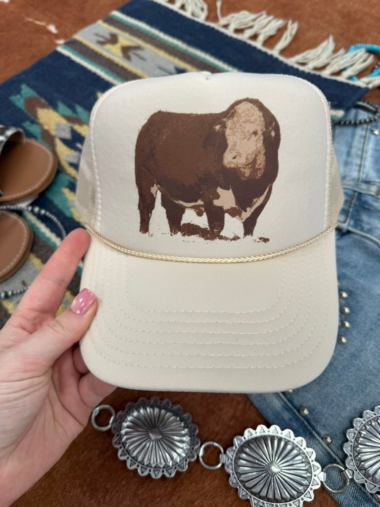 Wild Junkie Hereford Bull Trucker Hat — main product shot