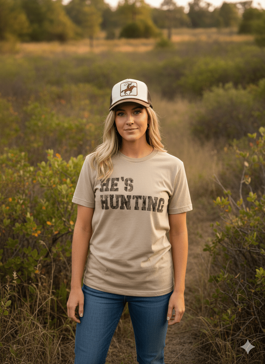 Wild Junkie He's Hunting Graphic Tee — construction detail