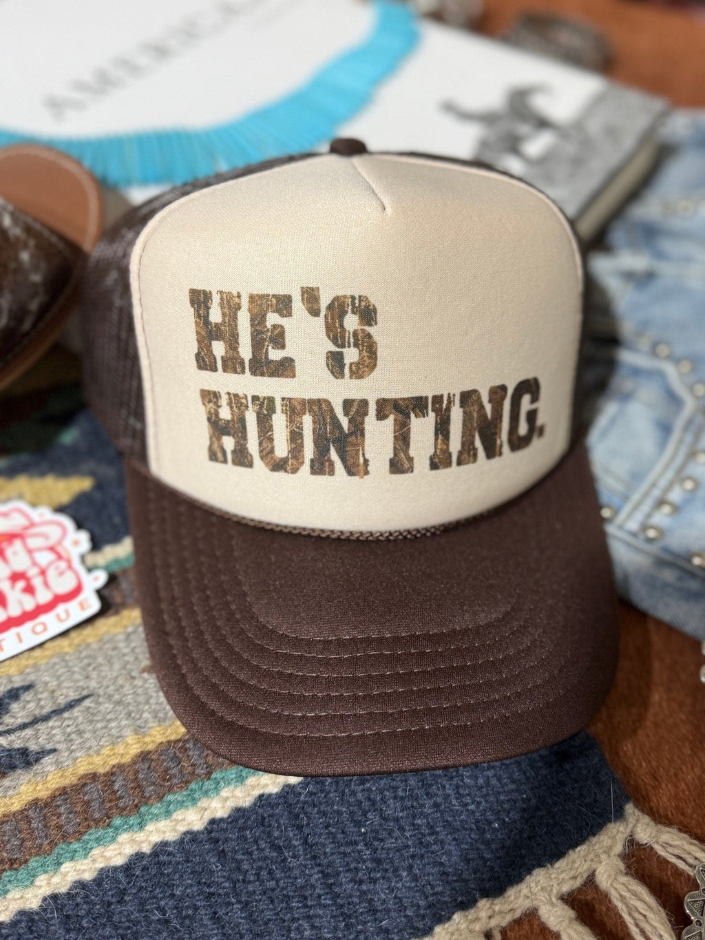 Wild Junkie He's Hunting Trucker Hat — main product shot