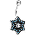 BodyCandy Clear Gem Blue Faux Turquoise Southwestern Star Belly Ring — main product shot