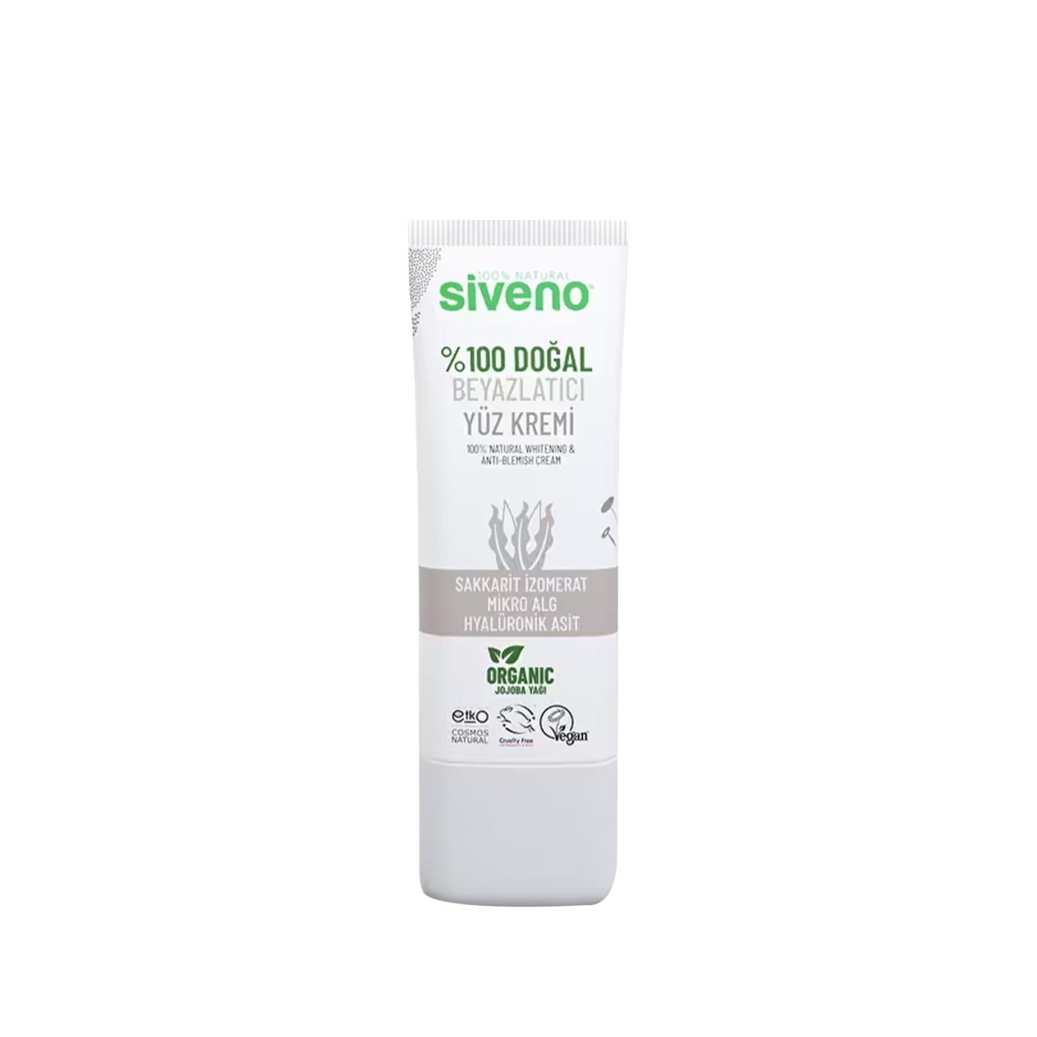 Siveno Natural Whitening Face Cream - 100% Natural Ingredients, Brightens Skin Tone, 30ml