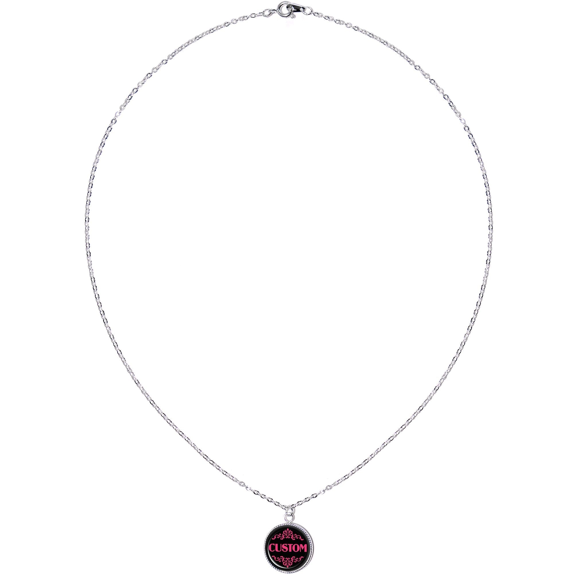 BodyCandy Custom Pink Personalized Name Silver Plated Chain Necklace — Pink detail