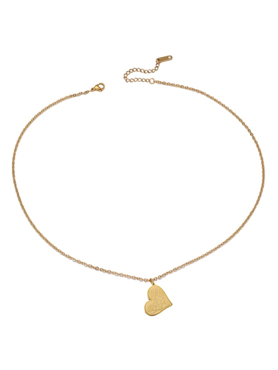 Mariam's Collection High-End Engraved Love Titanium Steel Necklace (MAC232)（WITH GIFT BOX） — lifestyle worn / used context