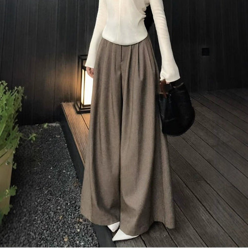 High Waist Wide Leg Trousers | Loose Fit Tailored Palazzo Pants(MS178)