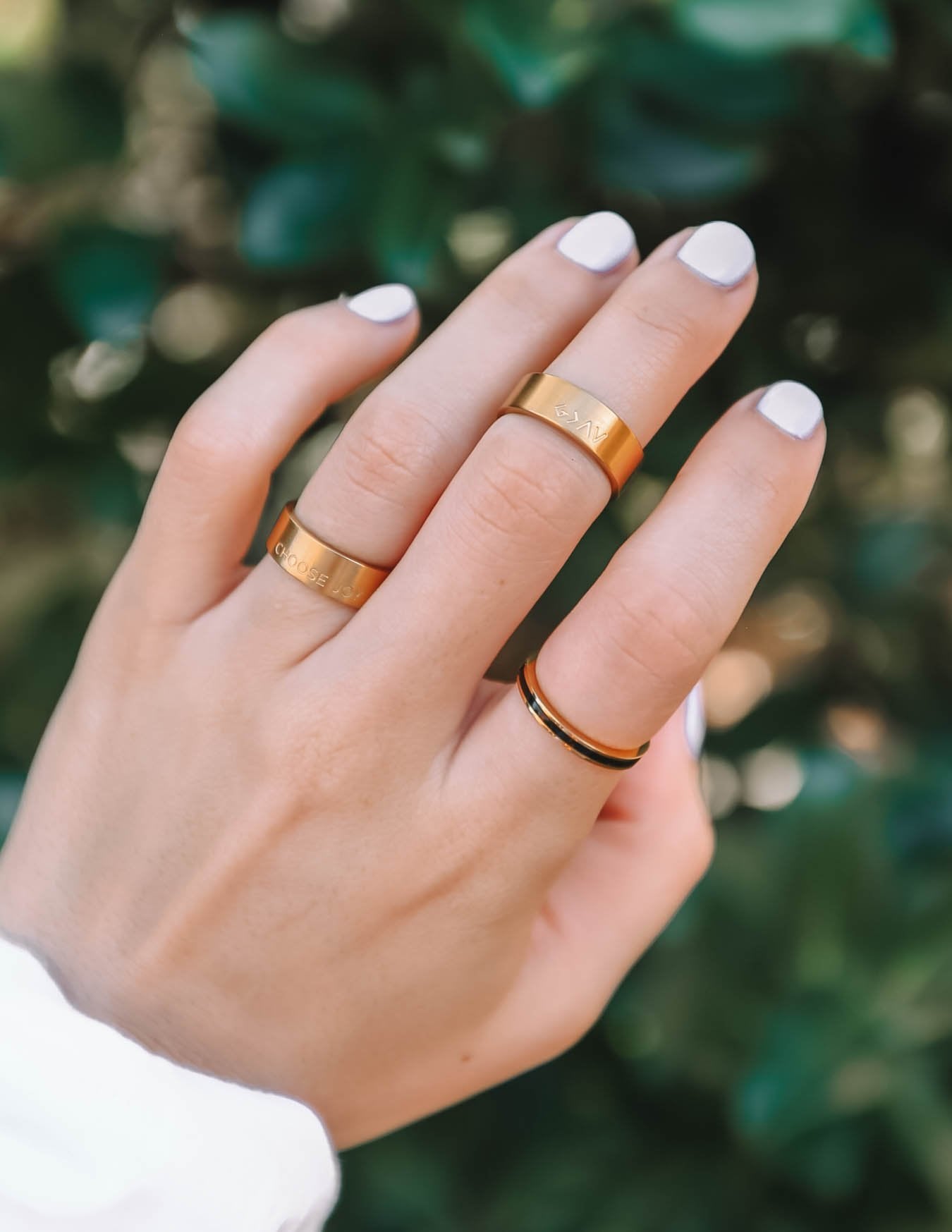 Elevated Faith Highs and Lows Matte Gold Ring — lifestyle context