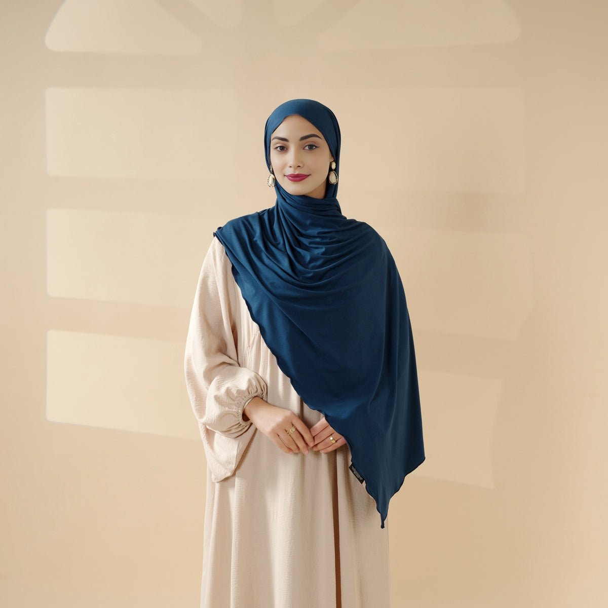 Mariam's Collection Perfect Hijab for Eid: Premium Modal Jersey Long Scarf – Soft, Breathable & Elegant in 8 Colors Shawl (MH105) — Mariam's Collection branding close-up