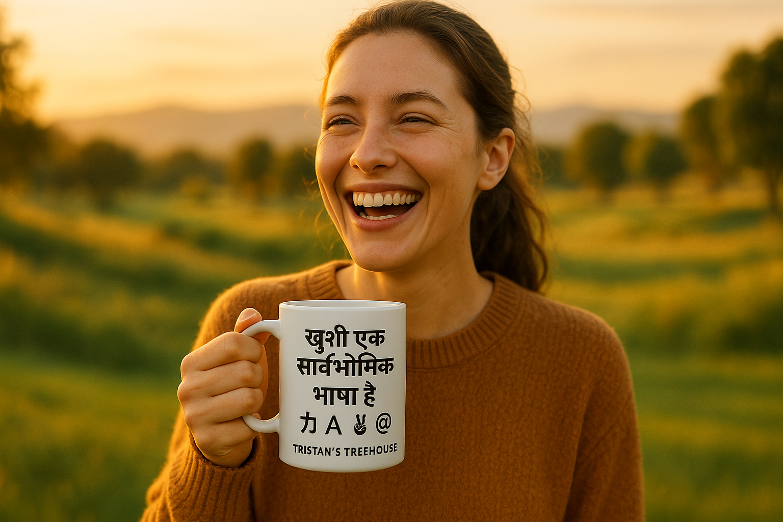 Tristan’s Treehouse Joy is a Universal Language – Mug — detail close-up