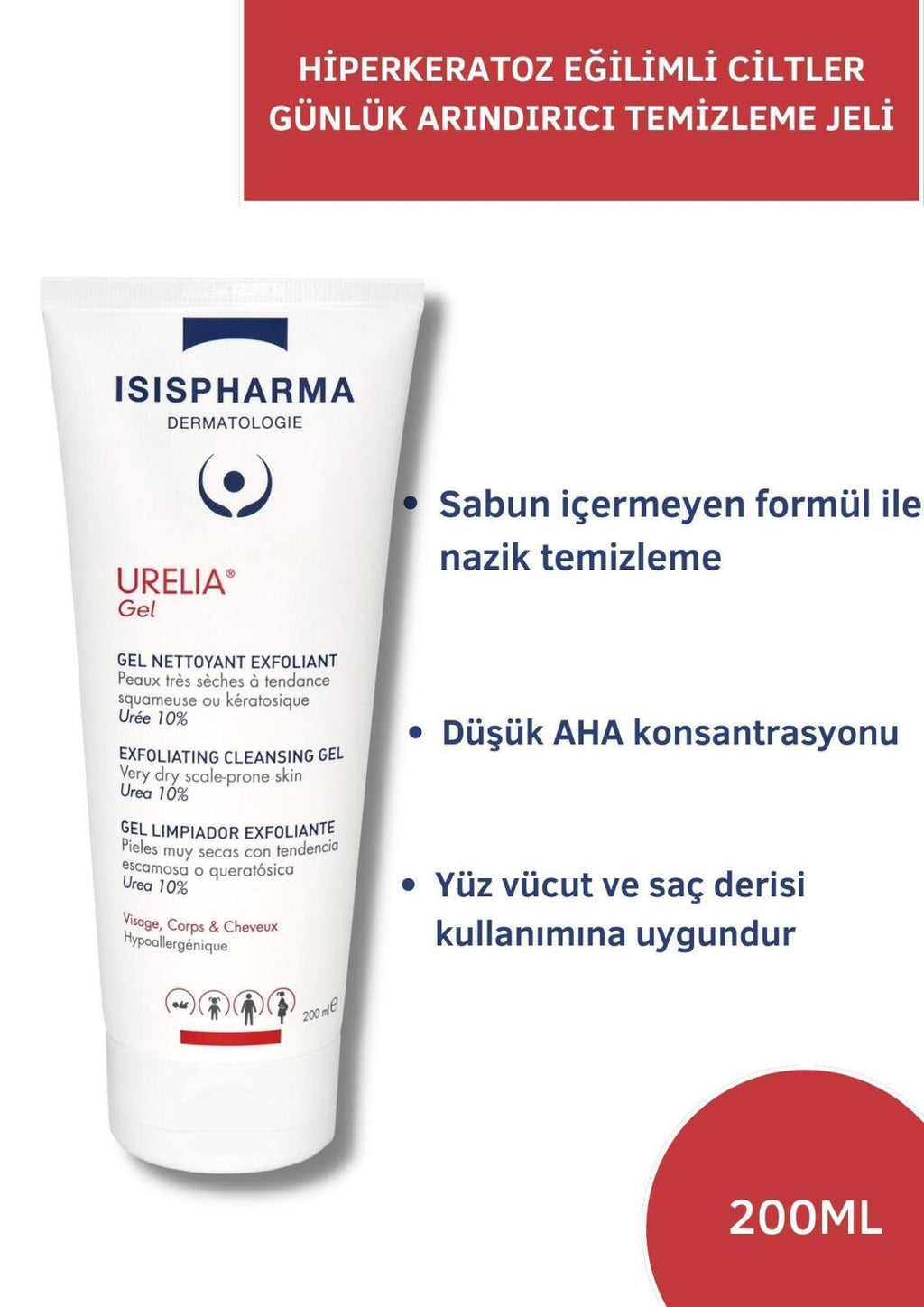 Isis Urelia Gel Cleanser For Face, Hair & Body - 200ml, Gentle & Versatile Sensitive Skin Care