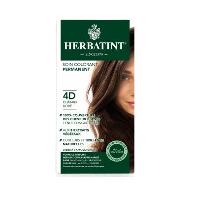 Herbatint 4D Golden Chestnut Hair Dye: Ammonia & Paraben-Free Herbal Color for Sensitive Scalp, Permanent DIY Color - Cruelty-Free