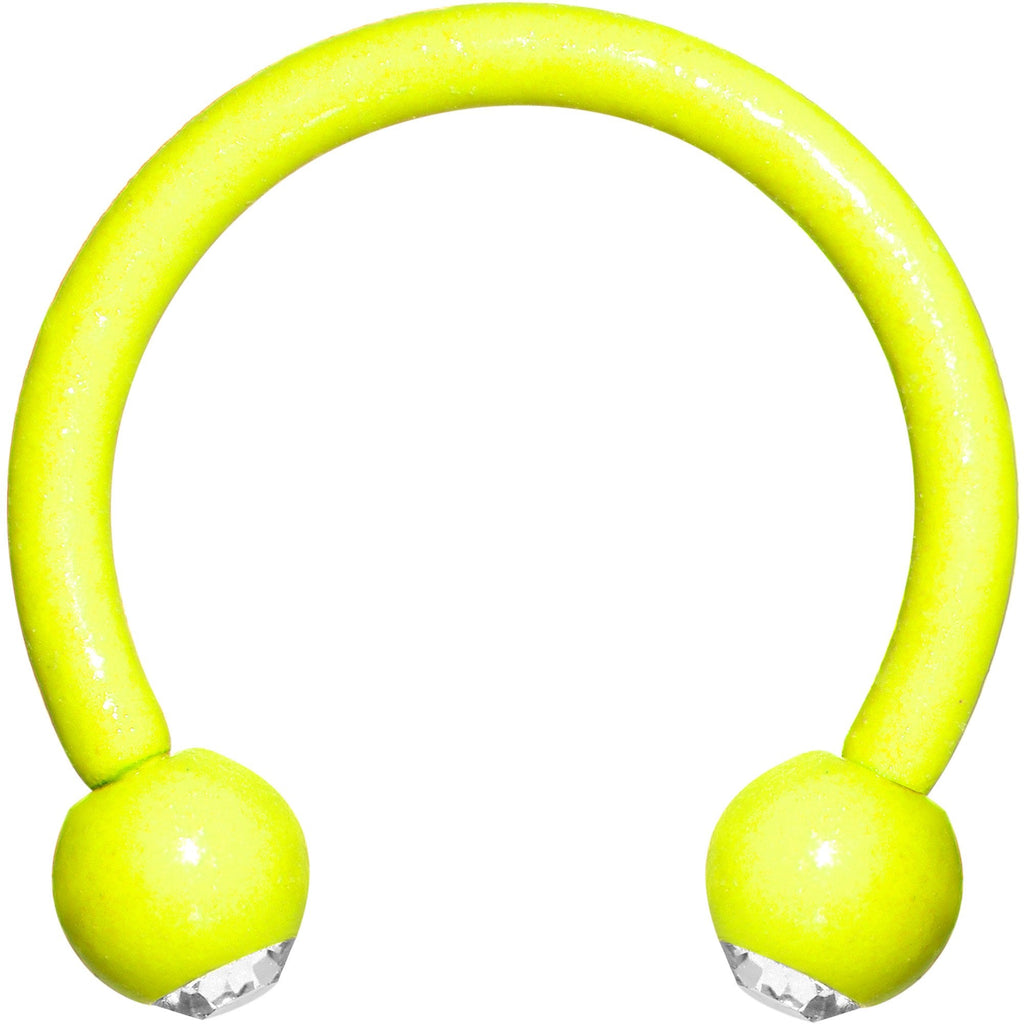 BodyCandy 16G Clear Gem Yellow Glow in the Dark Horseshoe Circular Barbell — main product shot