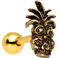 BodyCandy 1/4 Gold PVD Steampunk Tiki Skull Headdress Cartilage Tragus Earring — main product shot