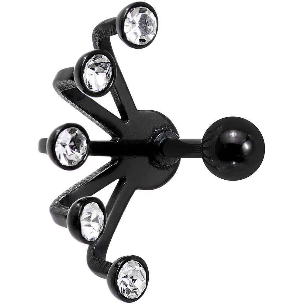 BodyCandy 16G 1/4 Clear Gem Black Anodized Glam Fan Cuff Cartilage Earring — main product shot