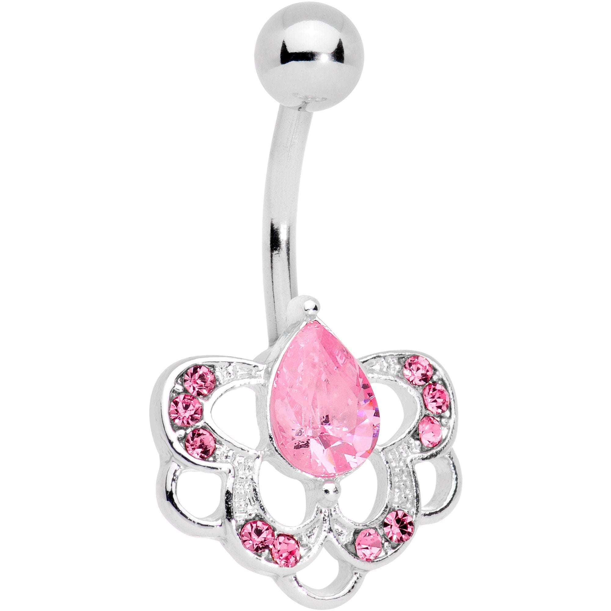 BodyCandy Pink Gem Delightful Art Deco Belly Ring — main product shot