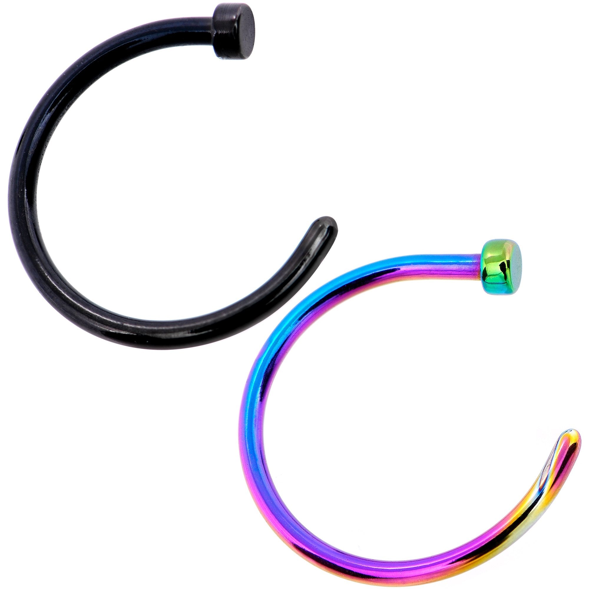 BodyCandy 18G 3/8 Pack Set of 5 Assorted Stainless Steel Nose Hoop Rings — branding close-up