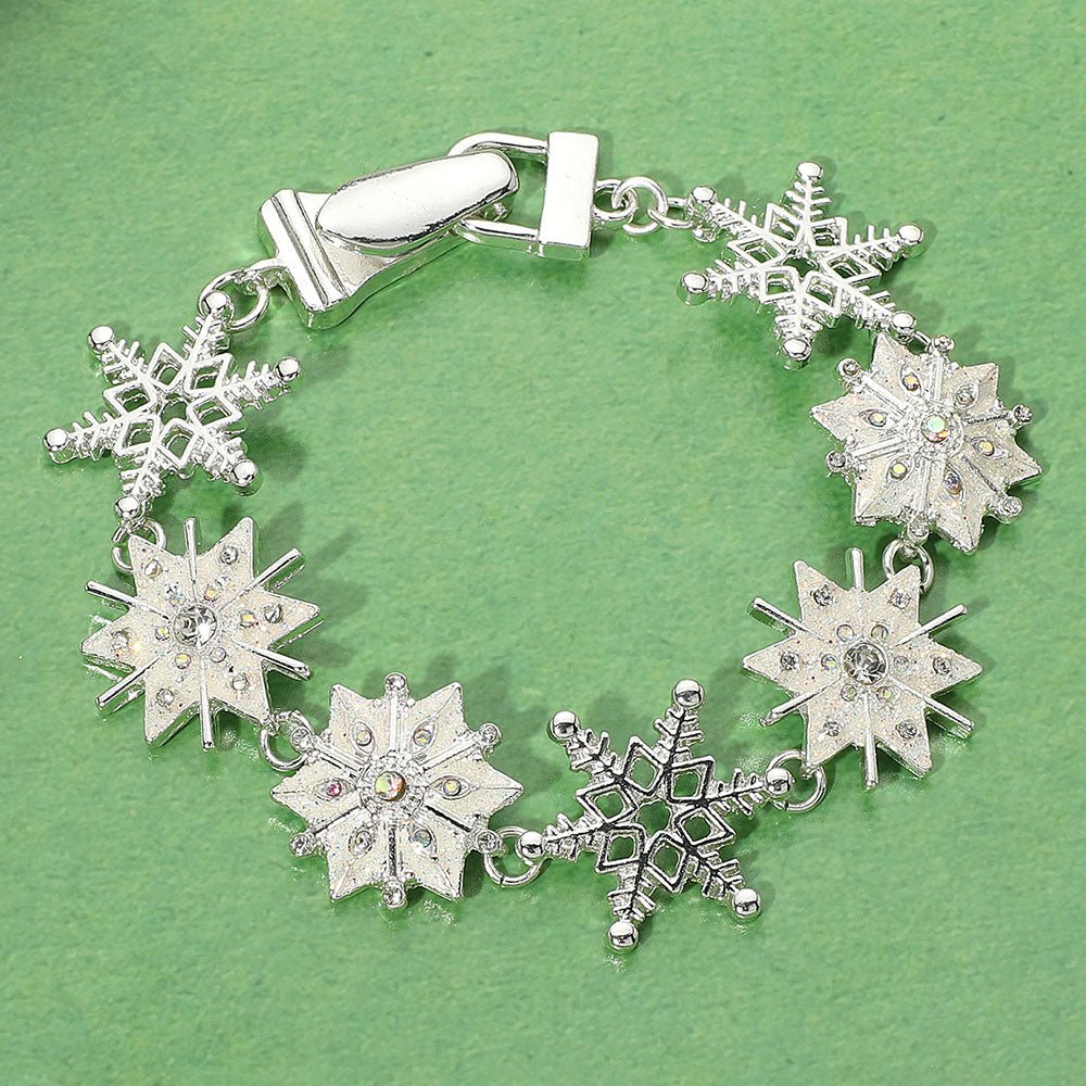 Holiday Snowflake Charm Link Magnetic Bracelet