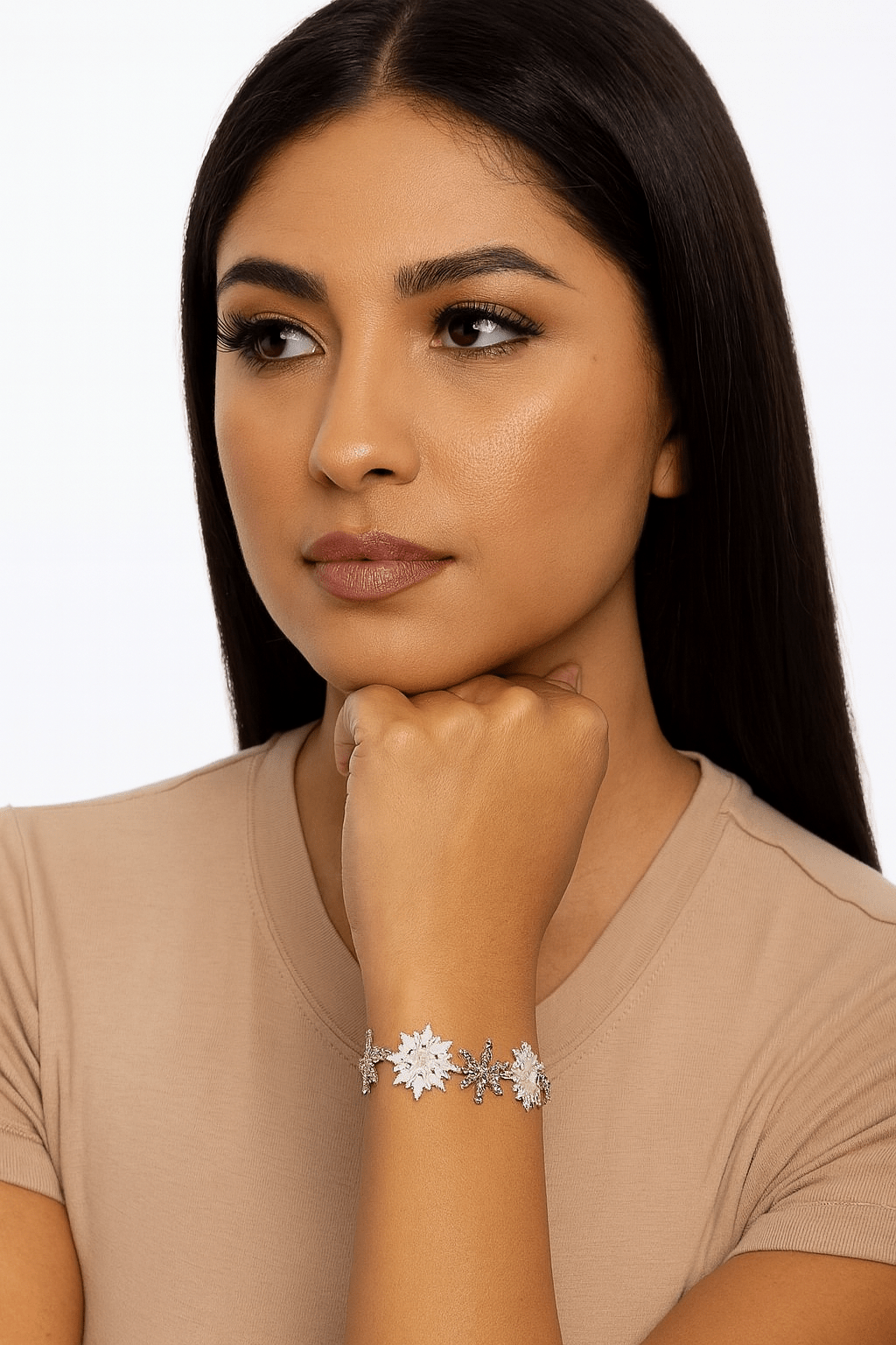 Holiday Snowflake Charm Link Magnetic Bracelet