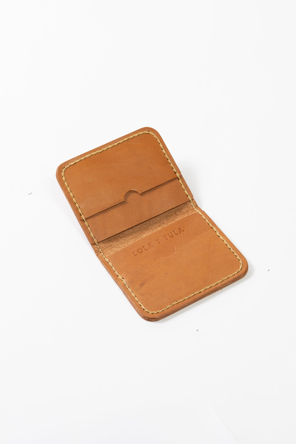LOLA Y TULA Leather Cardholder Wallet Camel — back view