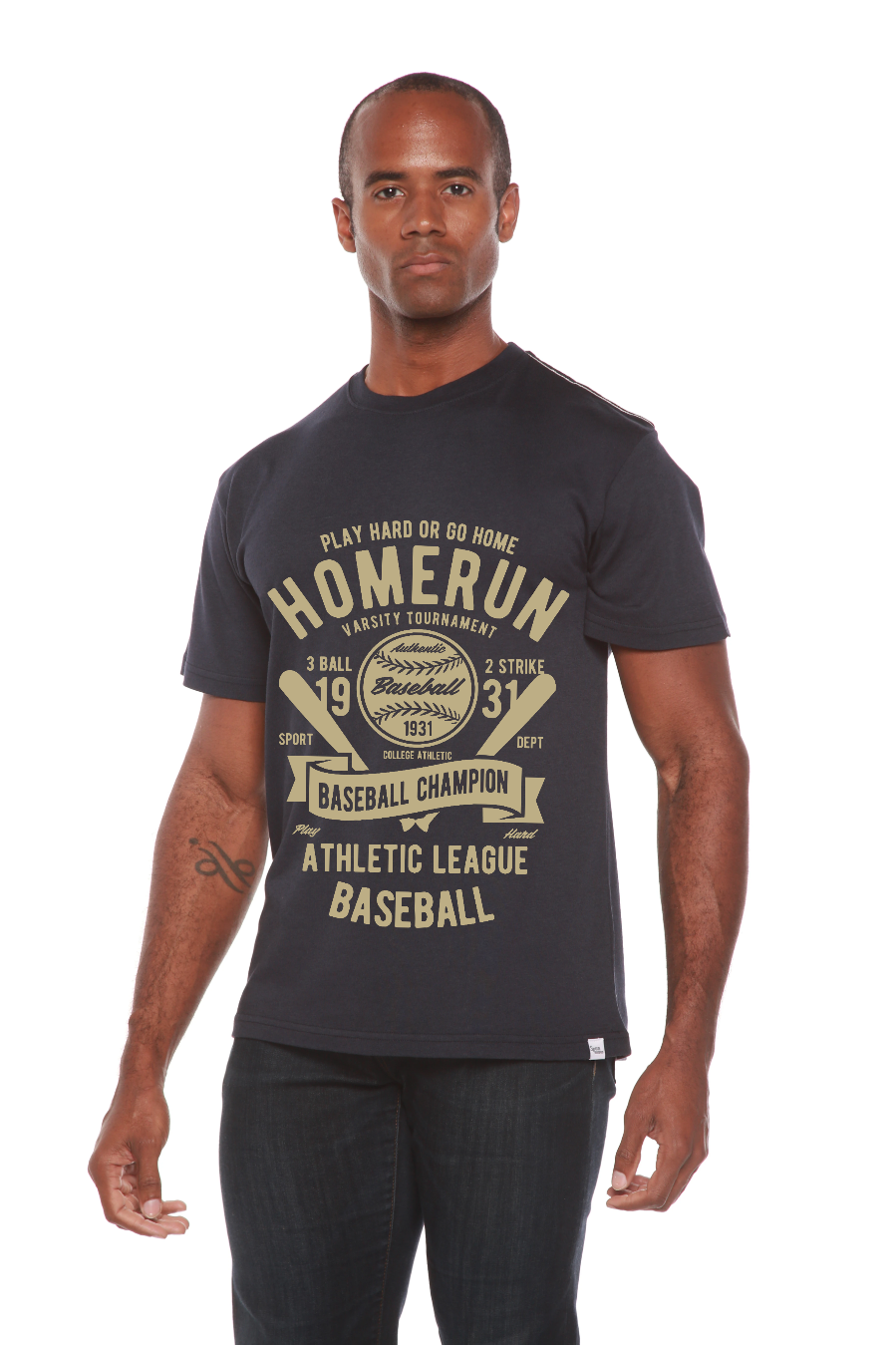 Spun Bamboo Homerun Baseball Men's Bamboo Viscose/Organic Cotton Short Sleeve Graphic T-Shirt — main product shot