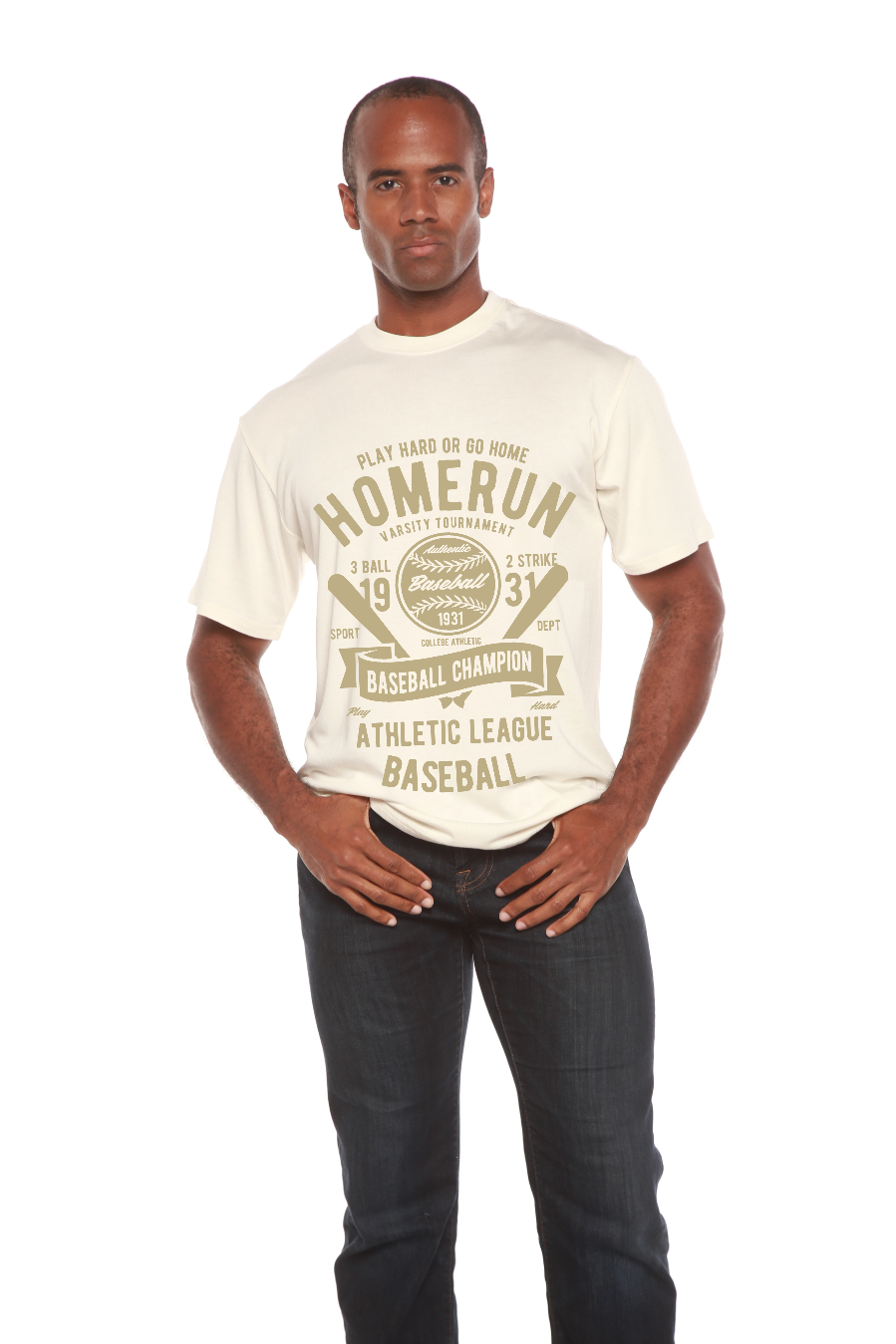 Spun Bamboo Homerun Baseball Men's Bamboo Viscose/Organic Cotton Short Sleeve Graphic T-Shirt — size reference