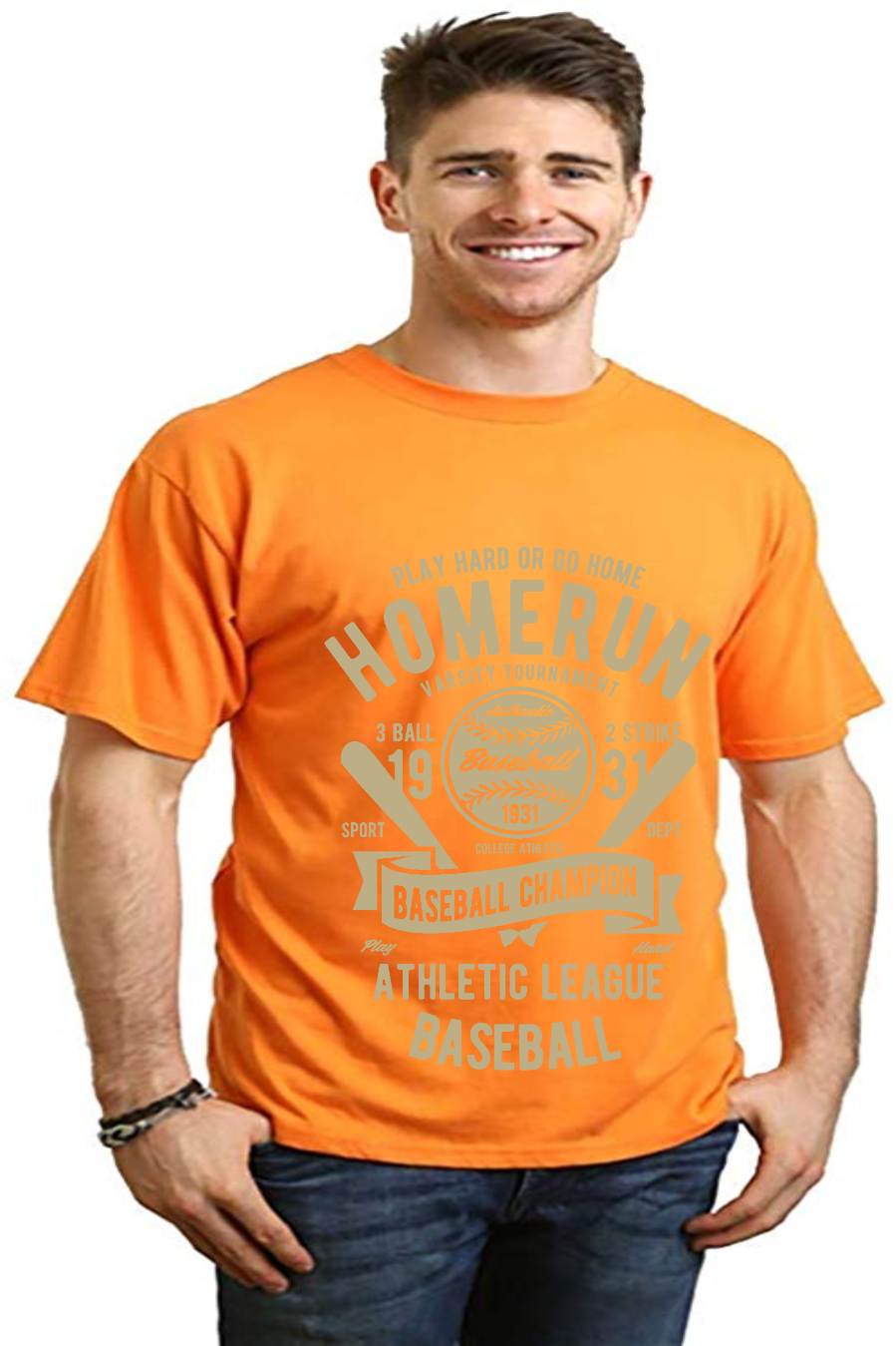 Spun Bamboo Homerun Baseball Men's Bamboo Viscose/Organic Cotton Short Sleeve Graphic T-Shirt — comparison shot