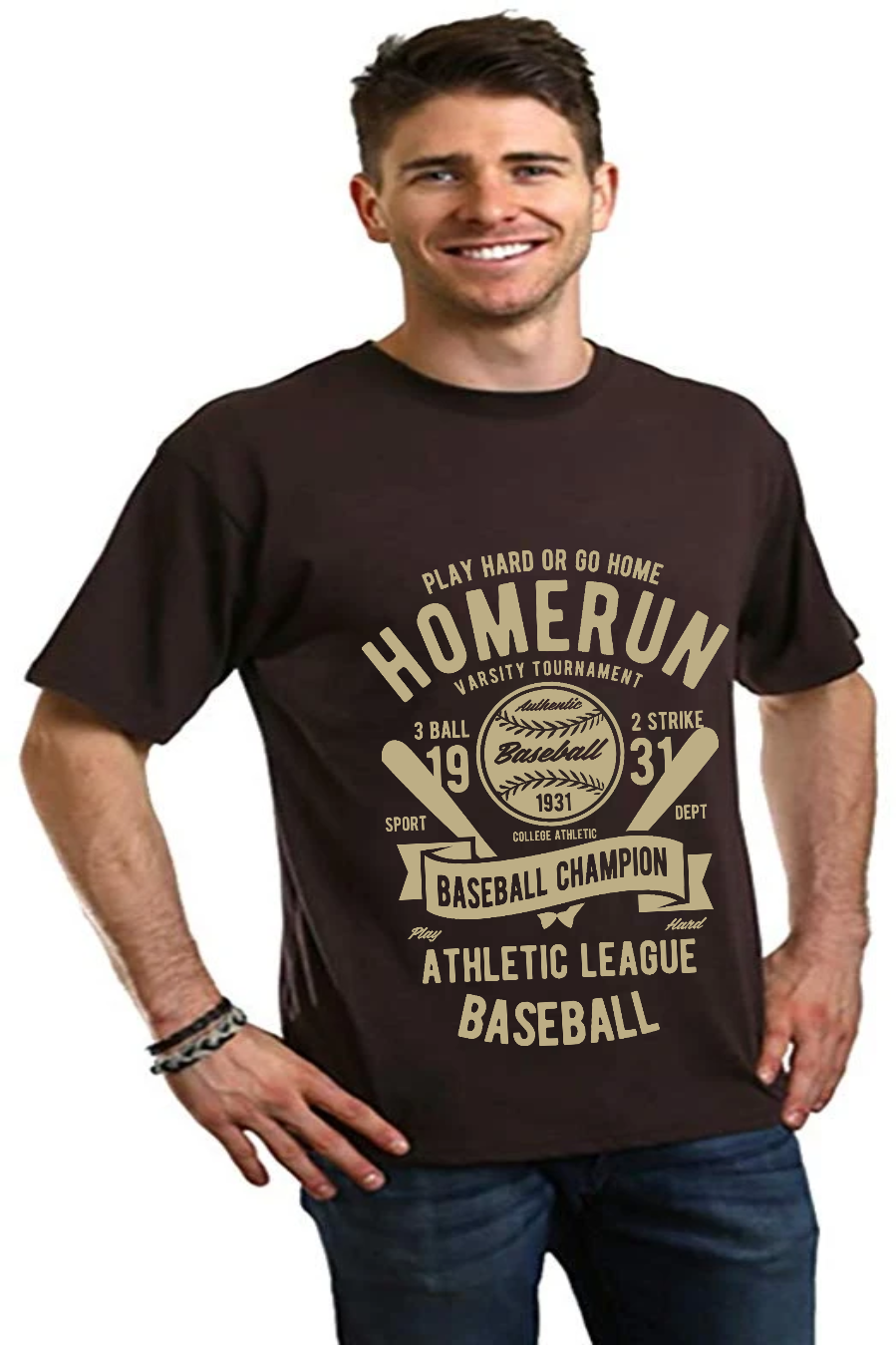 Spun Bamboo Homerun Baseball Men's Bamboo Viscose/Organic Cotton Short Sleeve Graphic T-Shirt — side view