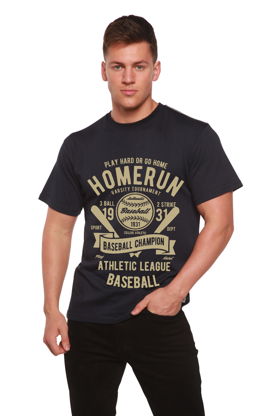 Spun Bamboo Homerun Baseball Men's Bamboo Viscose/Organic Cotton Short Sleeve Graphic T-Shirt — color detail
